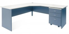 90 Degree Ecotech Truncated Workstation With Mobile Drawer Pedestal On Castors